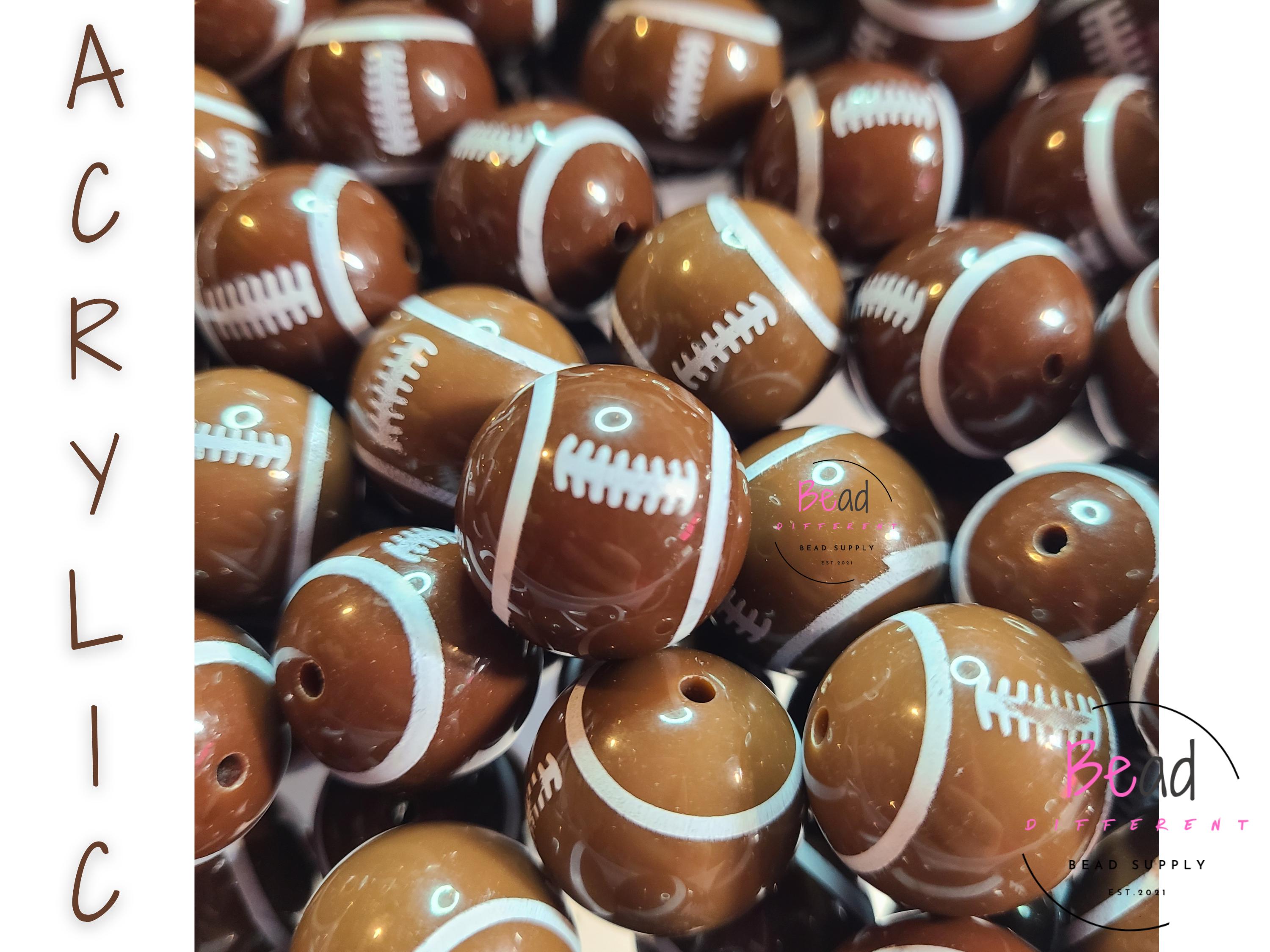 Perline Bubblegum da 20 mm, Perline da calcio, Perline grosse, Perline acriliche, Perline sportive, Perline a sfera, Perline per penne, Perline per la