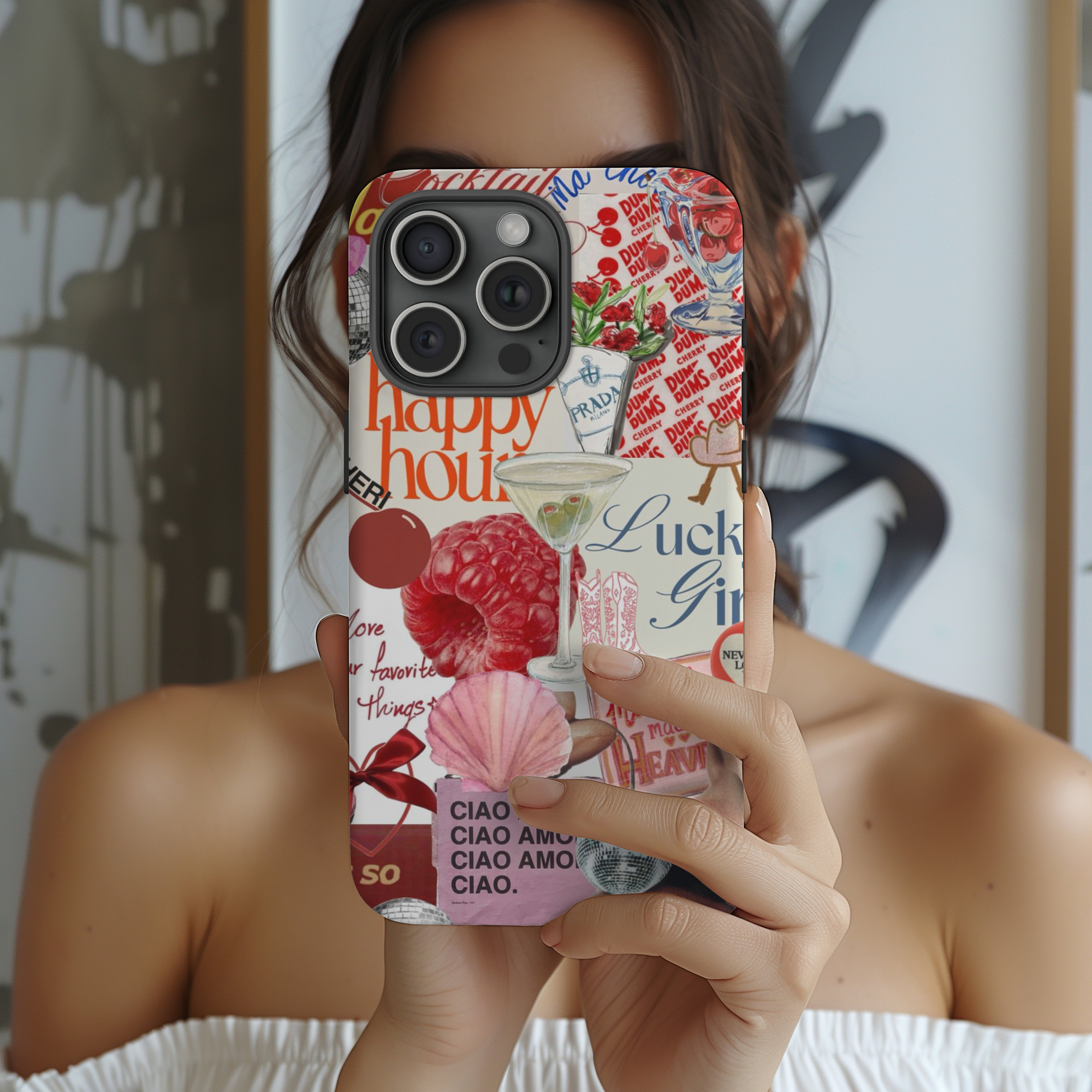 Custodia per telefono scrapbook, custodia per telefono estiva, collage di custodie per telefono, custodia per telefono Preppy, custodia per telefono C