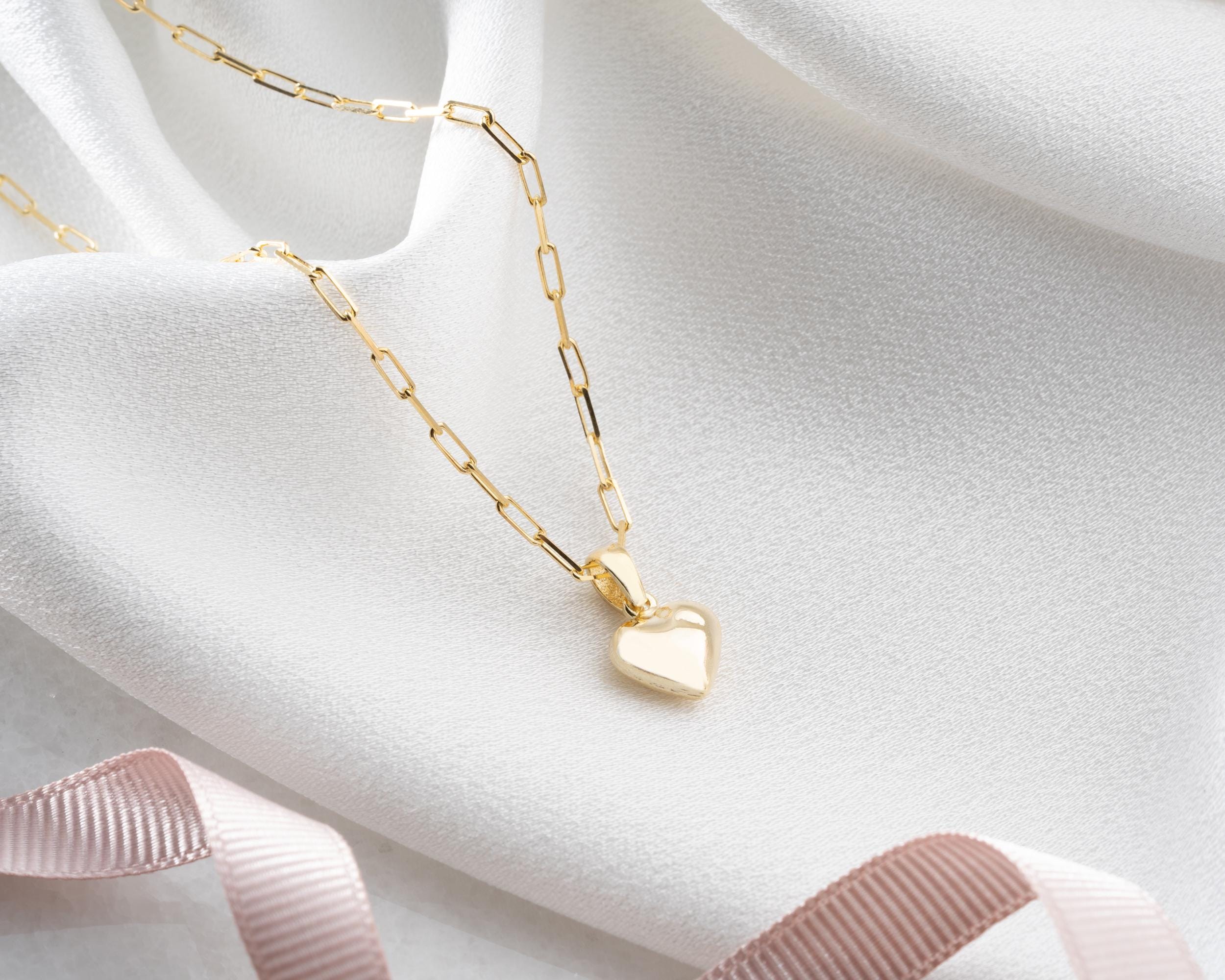 Collana a forma di cuore piccolo, collana a forma di cuore minimalista, collana a forma di cuore in oro, collana con ciondolo vintage, collana dell'am