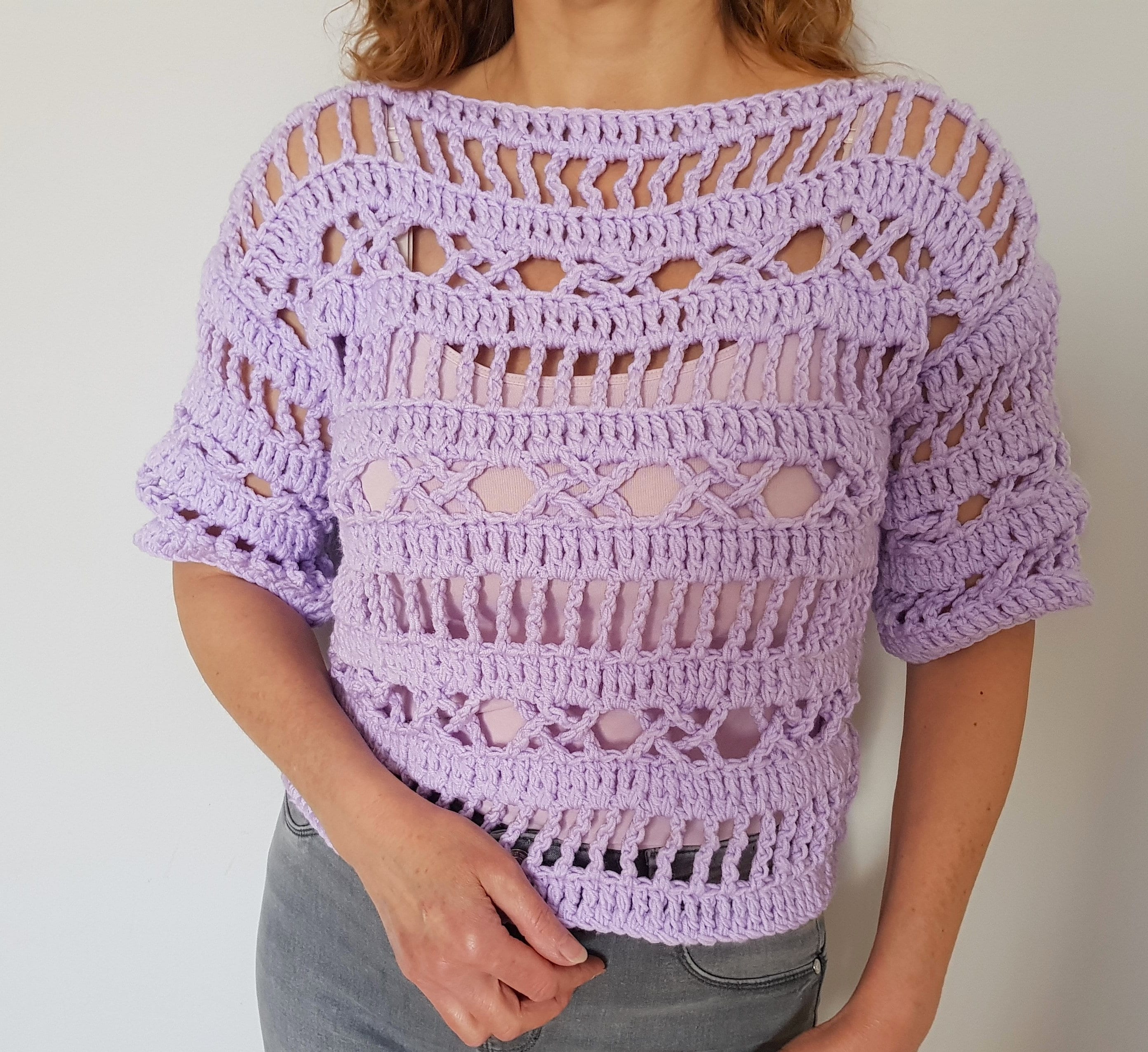 Modello per top all'uncinetto, modello PDF all'uncinetto, modello per top corto all'uncinetto, top all'uncinetto facile, maglione all'uncinetto da don