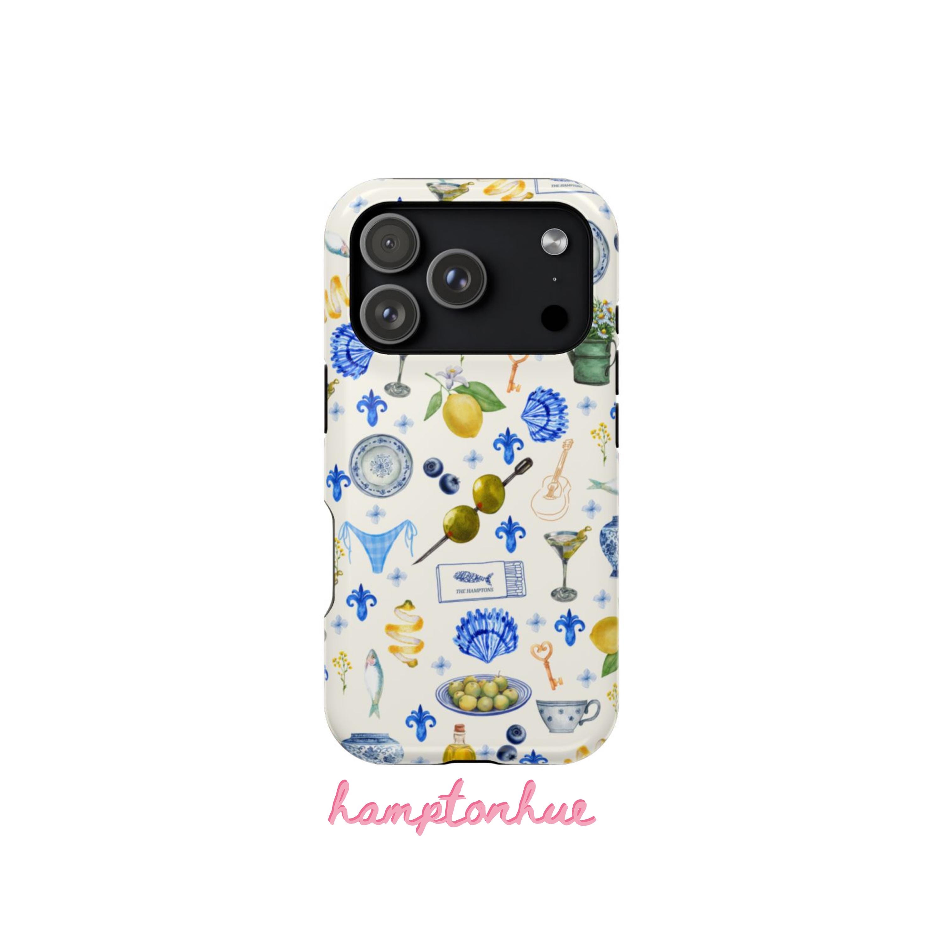 Cover Collage Estiva Blu - Cover per iPhone Estetica Mediterranea - Cover Costiera Blu e Gialla - Cover Estiva da Spiaggia - Cover per Telefono Carine