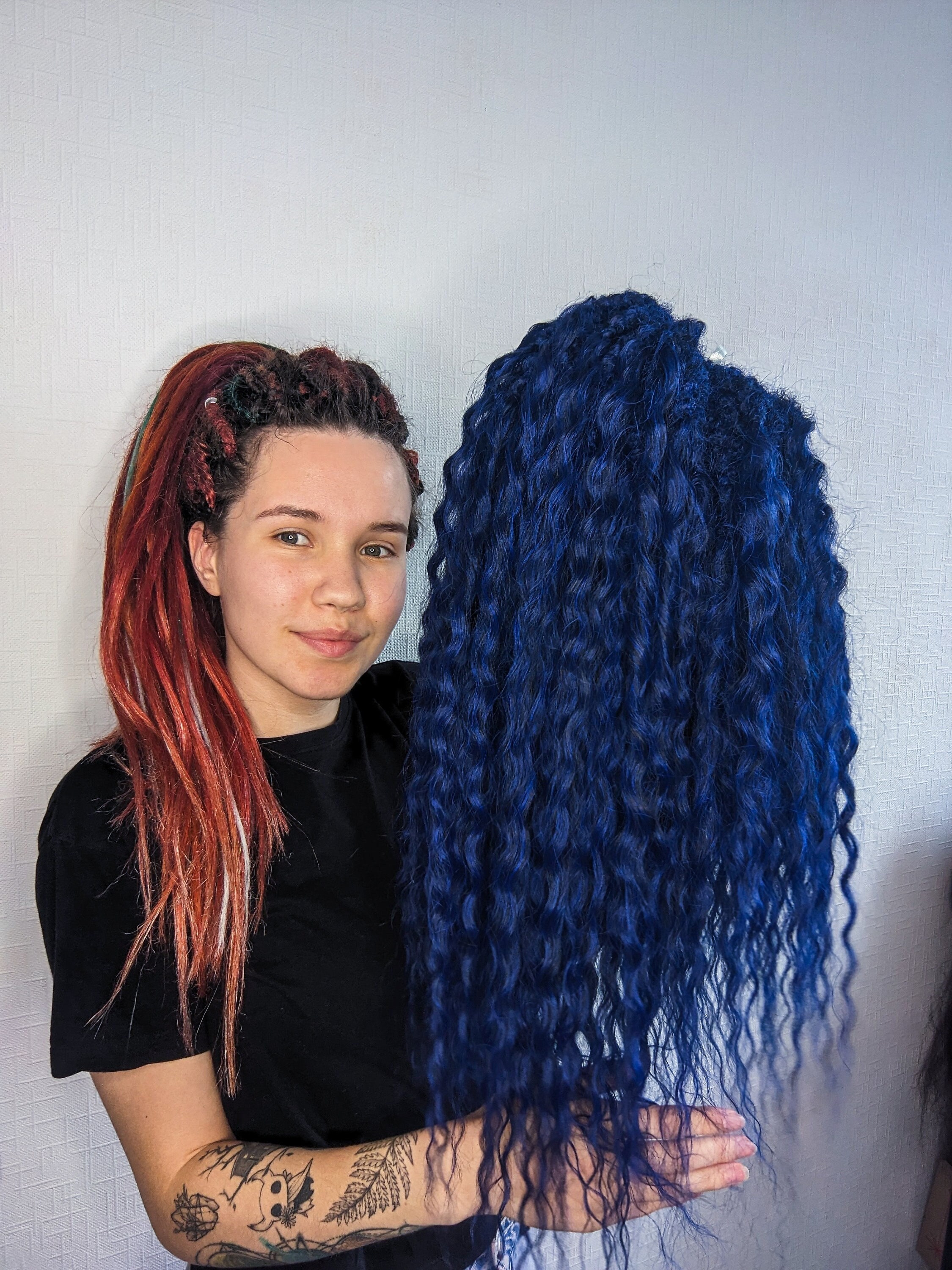 Dread ricci Extension per dread ondulati Dreadlock blu scuro Dread sintetici all'uncinetto Dread morbidi ricci Dread a doppia estremità Set completo d