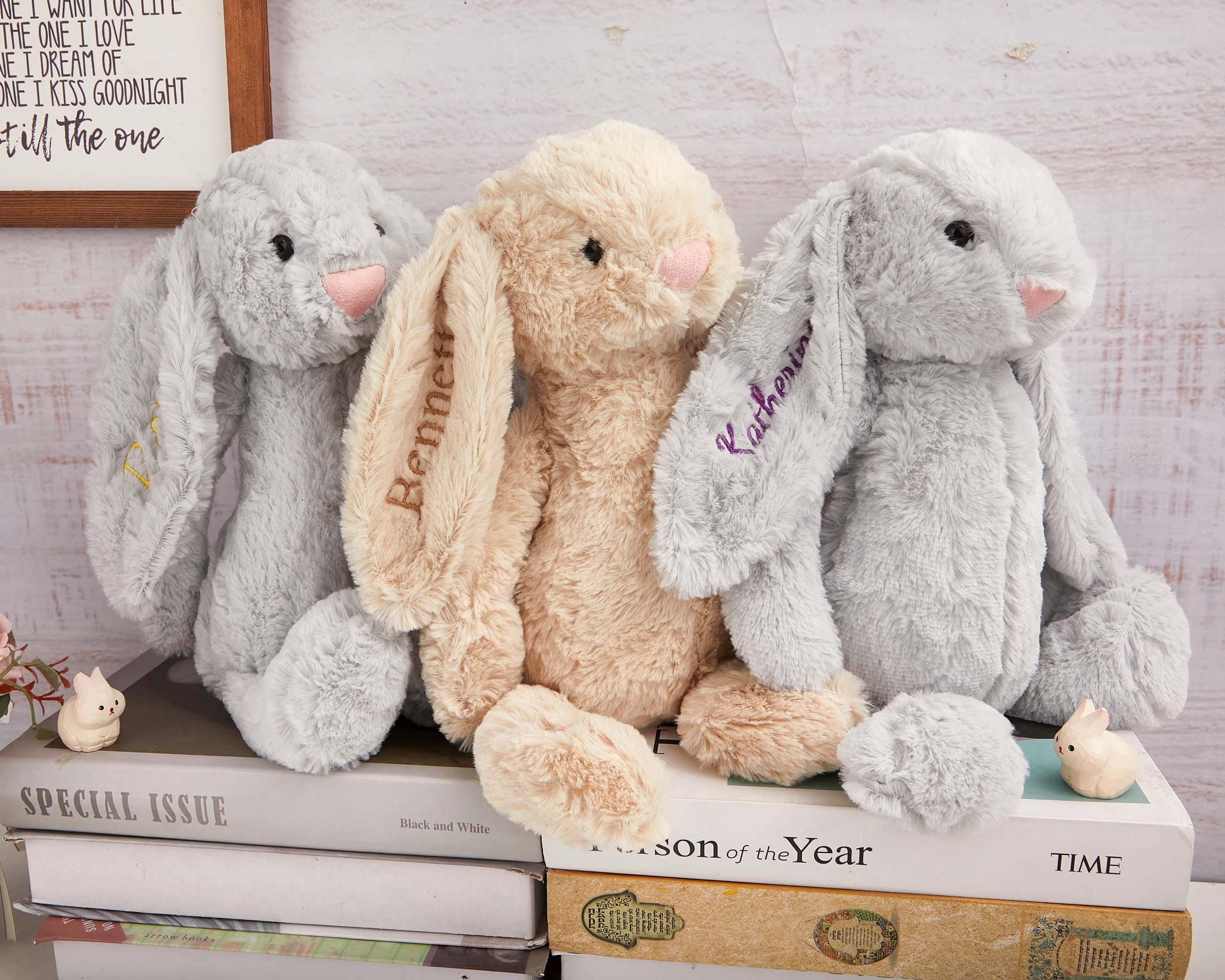Coniglietto giocattolo personalizzato, coniglietto ricamato, coniglietto con monogramma personalizzato, coniglietto di peluche morbido, regalo per dam