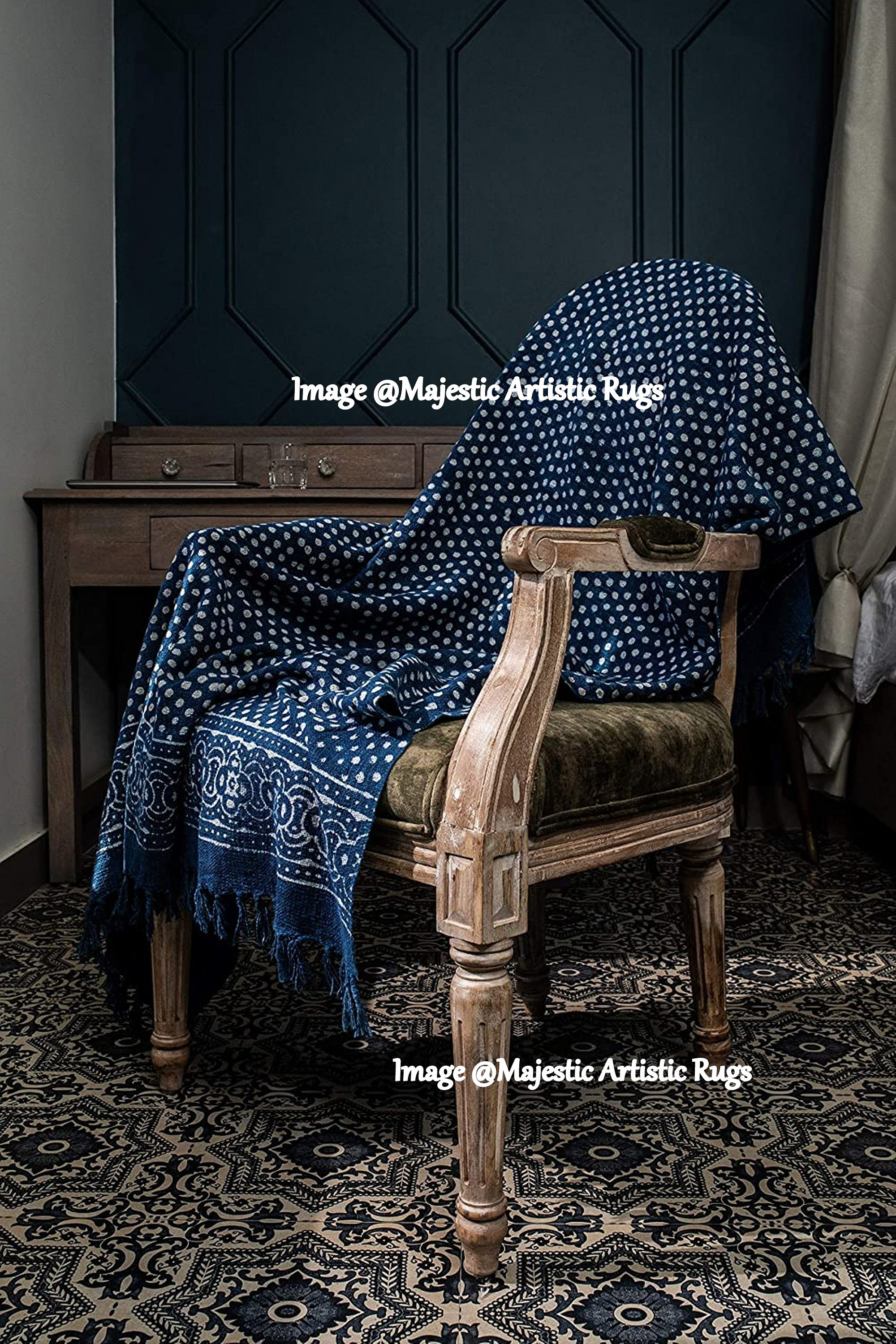 Coperta in cotone indaco, coperta boho, coperta stampata a mano, coperta 100% cotone, coperta da spiaggia, coperta da picnic fatta a mano, regalo per