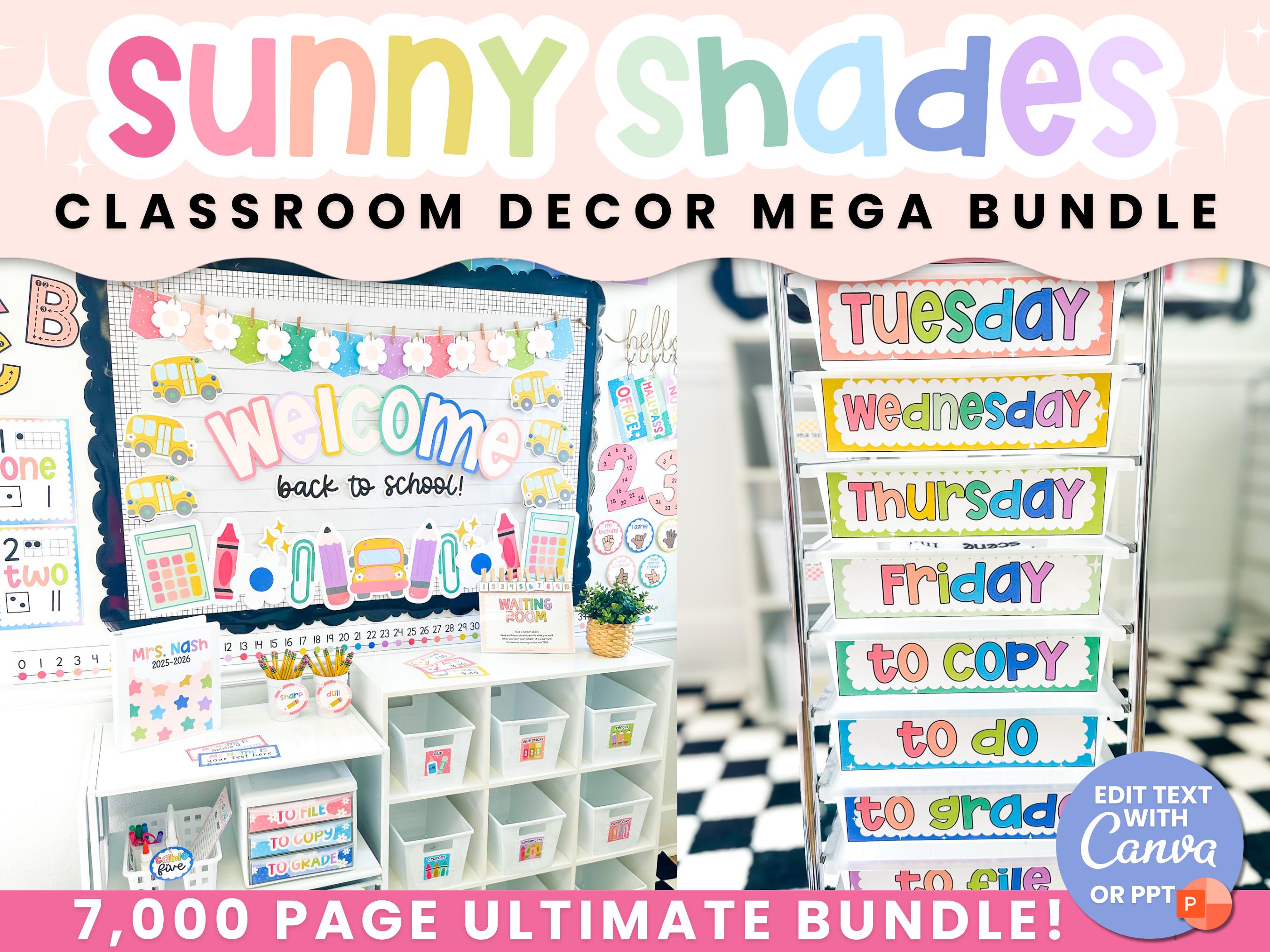 Pacchetto di decorazioni per l'aula / Tema per decorazioni per l'aula / Idee per decorazioni per l'aula modificabili / Decorazioni bellissime per l'au