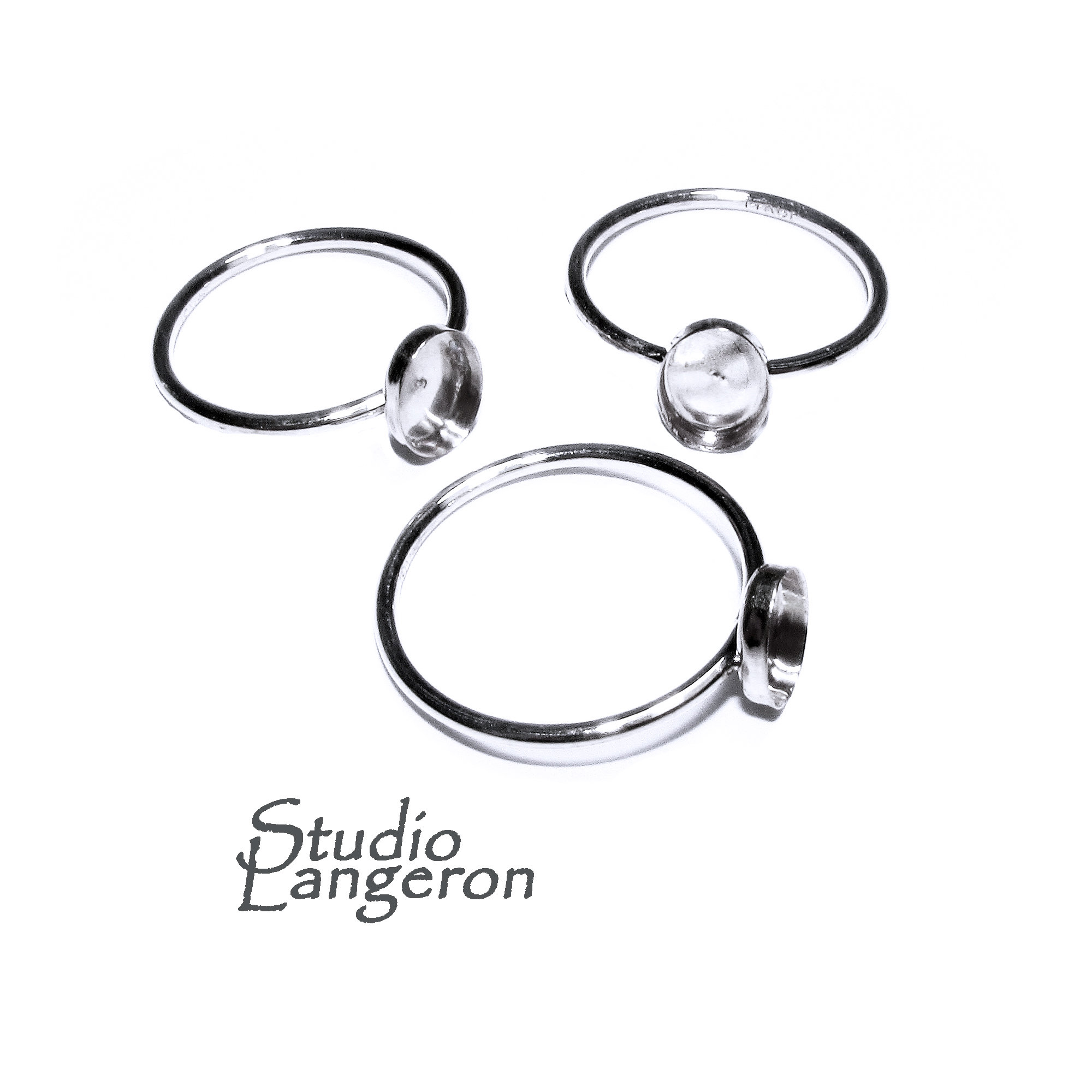 Anello in argento Sterling 925 con castone a coppa 6 x 8 mm, misura 4, 5, 6, 7, 8, 9, 10, 11, Creazione di gioielli, castone a coppa, anello di base,