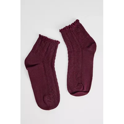 Out From Under Pointelle Socks - Maroon at Urban Outfitters