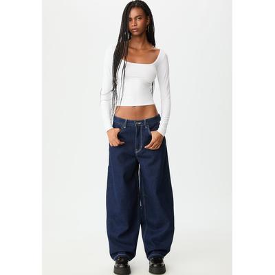 Stradivarius Adjustable barrel fit jeans RINSE BLUE DENIM 12