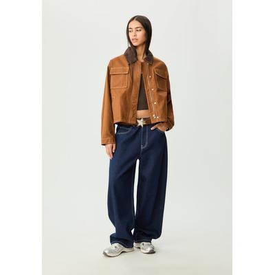 Stradivarius Cropped contrast jacket with pockets Pale camel XL