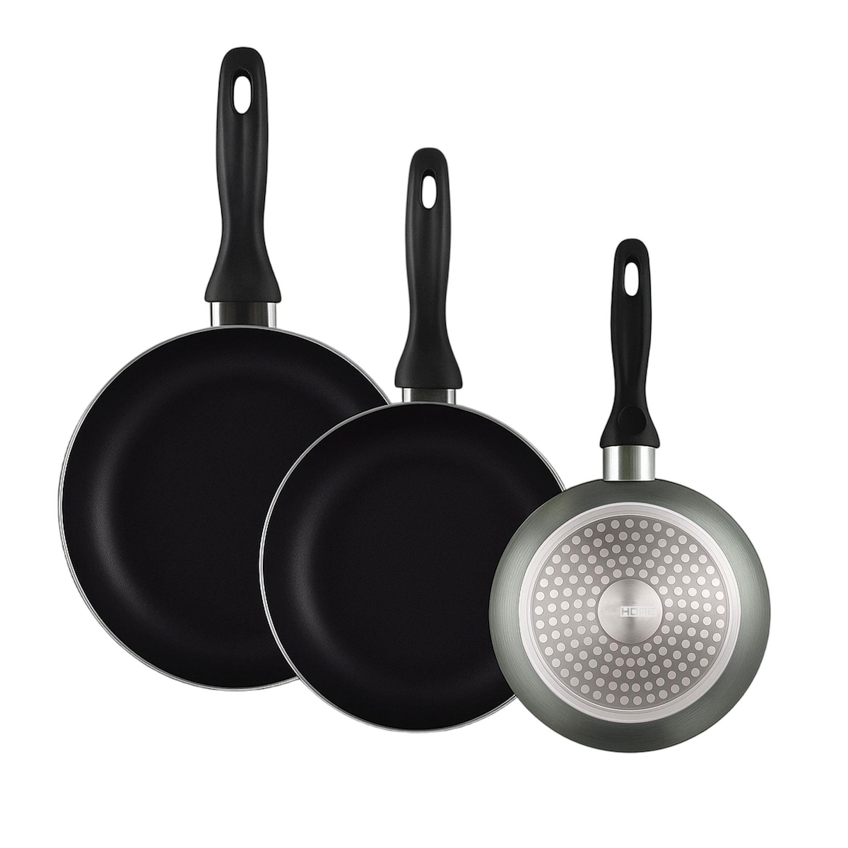 WellHome - 3er-Set Bratpfannen Ø16/20/24cm aus gepresstem Aluminium in Metallic-Grau Image