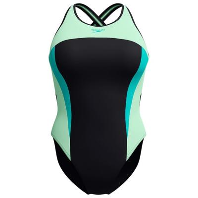 Speedo - Women's High Neck Splice Crossback Swimsuit - Badeanzug Gr 38 schwarz Image