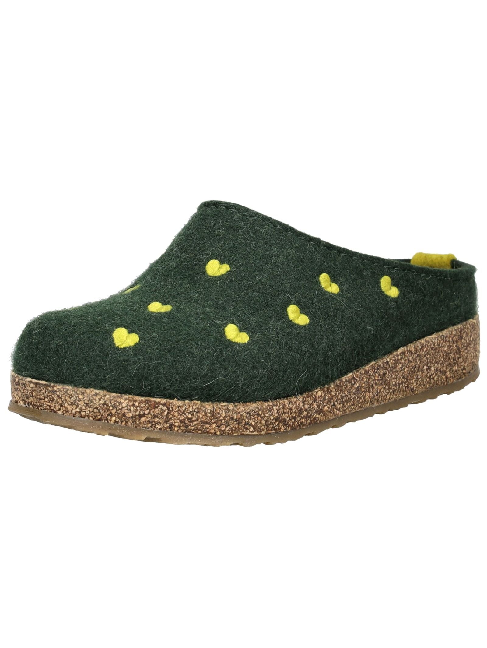 Hausschuh HAFLINGER "Haflinger Hausschuhe Filz", Damen, Gr. 38, grün, Filz, Casual, Schuhe