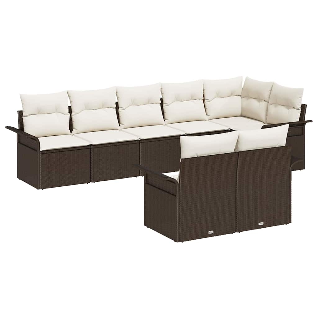 vidaXL Garten-Sofa-Set mit Kissen 8 pcs Braun Poly Rattan Image