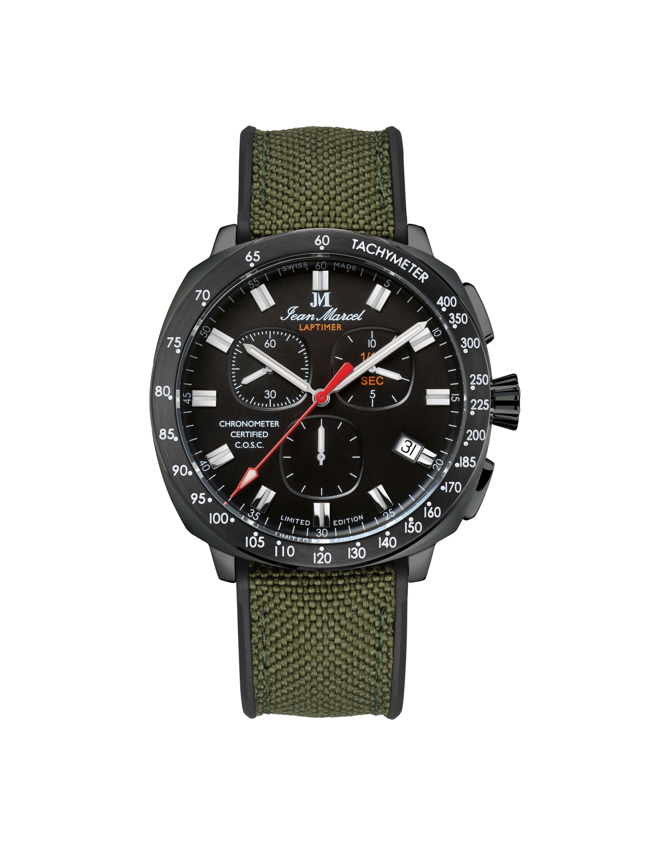 Jean Marcel Herren Armbanduhr Edelstahl geschwärzt Satiniert 25cm