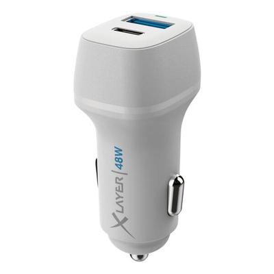 Xlayer KfZ-Ladegerät USB-C / USB-A weiß, 3.3x6.4x3.3 cm