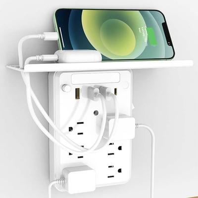 Wall Outlet Extender with Shelf Night, 9 in 1 Outlet Extender with Shelf, Multi Plug Outlets Extenders, Wall Electrical Outlets Extenders, Plug Expander for Home Dorm