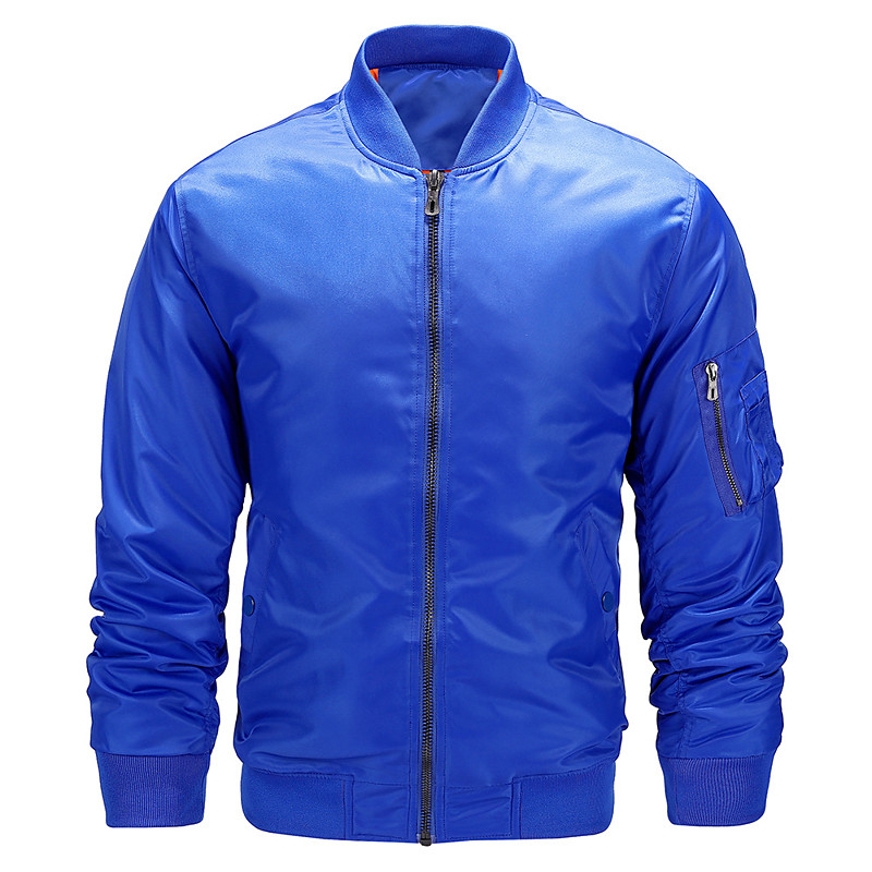 Men Bomber Jacket Sport Coat Casual Baseball Zip Up Spring Fall Punk Active Stand Collar Regular Dark Gray Black Yellow Burgundy Navy Blue Jacket