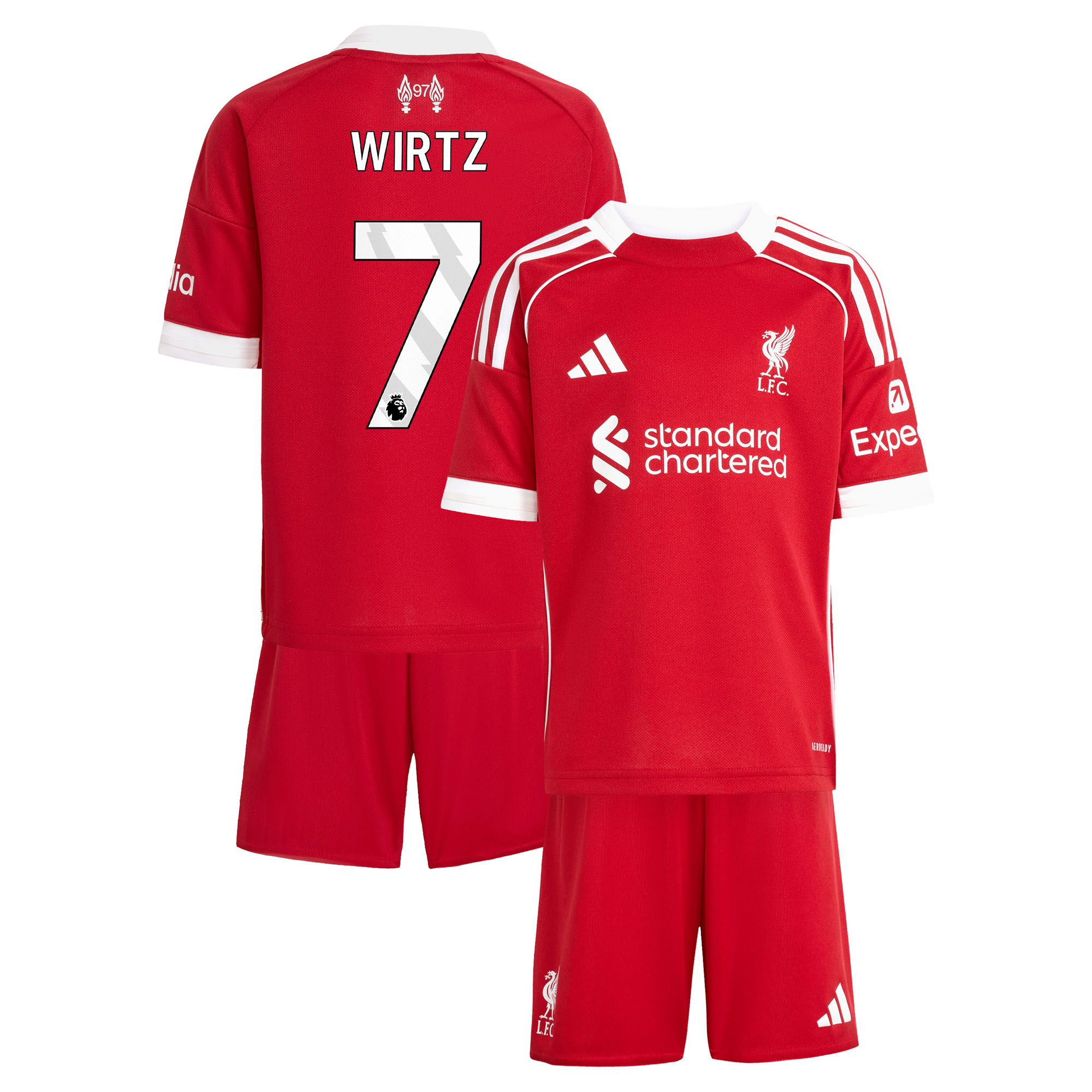 Liverpool adidas Mini-kit Domicile 25/26 avec flocage Wirtz 7 - unisexe Taille: 18-24 Months
