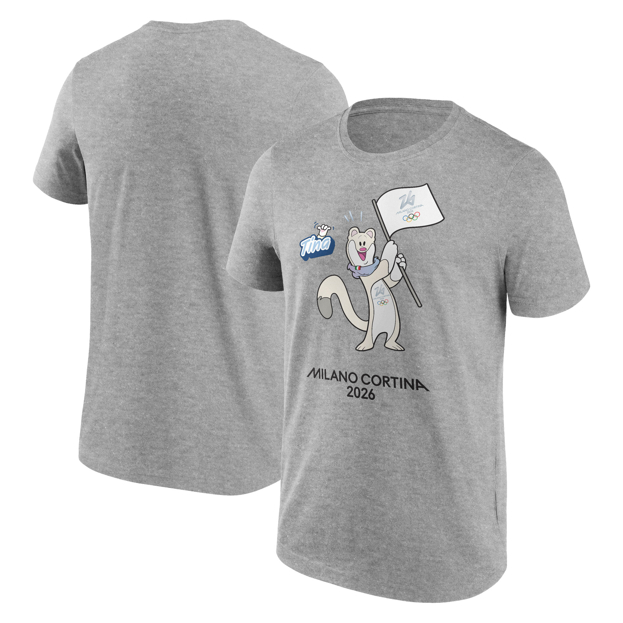Milano Cortina 2026 Olympische Spiele Maskottchen Grafik-T-Shirt – Grau Image