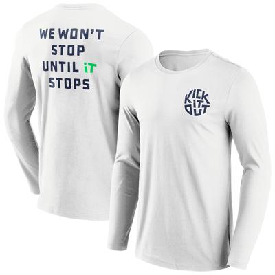 Kick It Out Slogan Graphic Long Sleeve T-Shirt – Weiß/Navy – Herren Image