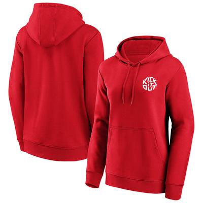 Kick It Out Slogan Graphic Hoodie – Rot/Weiß – Damen Image