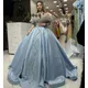 2025 Customized Blue Off Shoulder Evening Dress Arabic Dubai Sparkly Crystals Formal Prom Dresses Long 2025 Wedding Party Gowns
