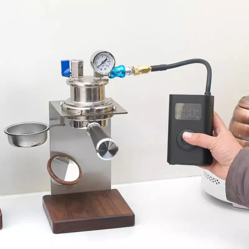 Pneumatische 58mm Griff Kaffeemaschine Camping Kaffeemaschine Luftpumpe Tragbare Espressomaschine Hochdruck Extraktion Espresso Image