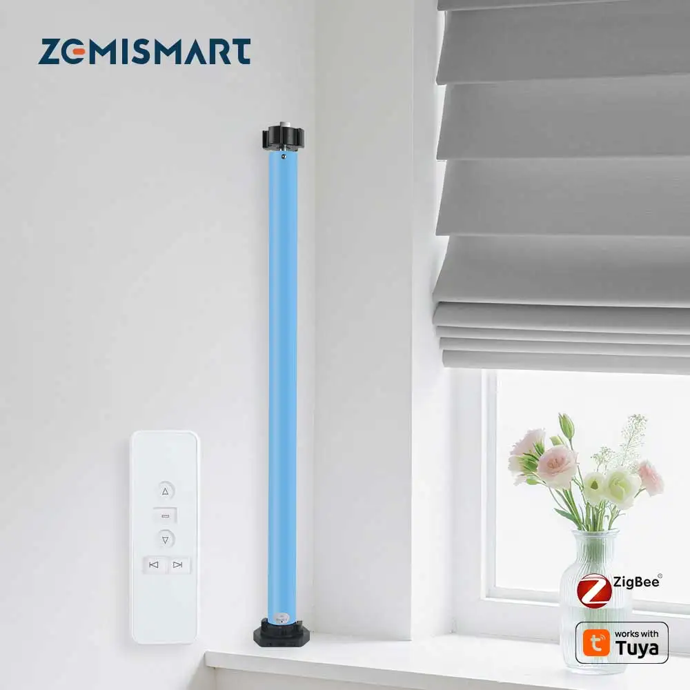 Zemismart Zigbee Smart Rollo-Motor funktioniert mit integriertem Tuya-Akku für 37 mm 38 mm Röhre Alexa Google Home Image