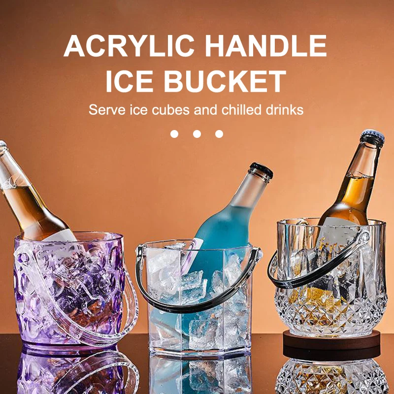 Seau de stockage de glaçons Transparent, seau de bière, de vin, de Bar, conteneur de canette de Champagne, de vin, de Champagne, refroidisseur de bière