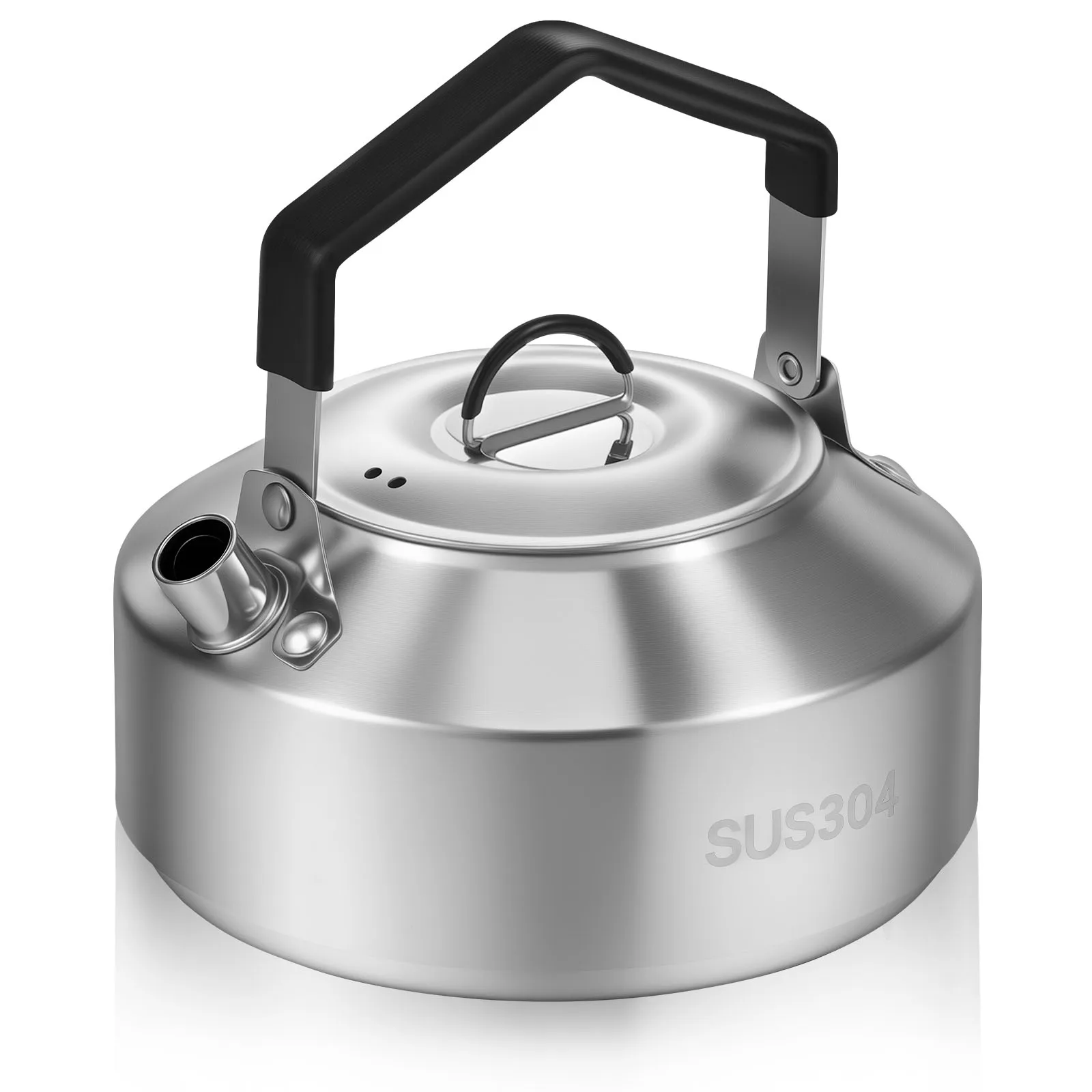 1/1,5 l Camping-Wasserkocher mit Anti-Verbrühungs-Griff, Edelstahl, tragbar, für Outdoor-Camp, Tee, Kaffeekanne für Reisen, Outdoor-Aktivitäten Image