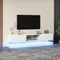 Meuble TV blanc brillant 160*35*40,5 cm, éclairage LED, 2 tirage, meuble TV 60 pouces