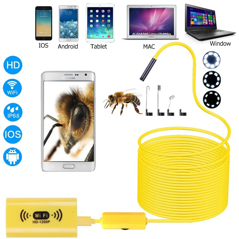 DDCAMERA Wifi Endoskop Kamera mit Schlange Kanalisation Auto Endoskop Inspektion Endoskopische 8MM HD 1080P Für Iphone Android Tablet PC Image