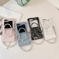 Mini borsa perla custodia per telefono per Samsung Galaxy Z Flip 7 6 5 4 cover posteriore protettiva per ZFlip5 ZFlip6 ZFlip7 custodia Shell
