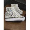 Handgefertigte Canvas-Schuhe mit Perlen-Strass-Spitze und dicken Sohlen, große Schwerindustrie-Freizeitsport-Damenschuhe 35–40