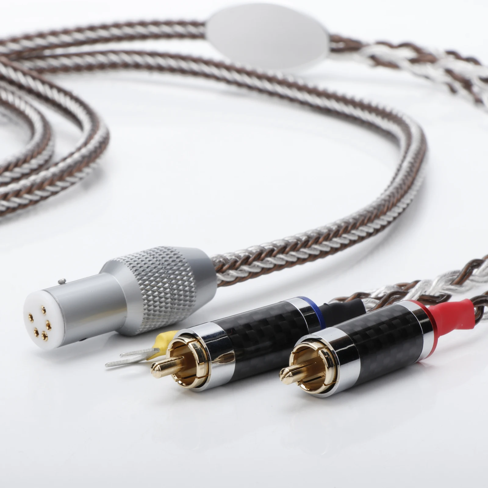 5Pin DIN auf 2RCA PhonoCable OCC versilbertes Tonearm-Kabel mit RCA-Stecker Erdungskabel Image