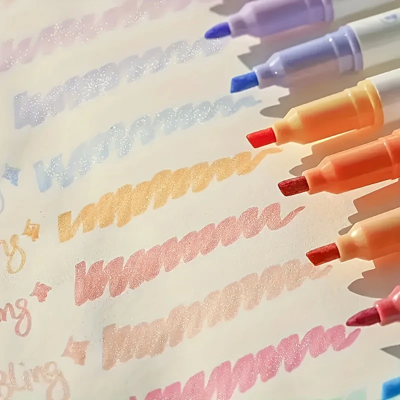 4 Teile/satz Glitter Highlighter Pen Pastell Feine Pastell Highlighter Kawaii Marker Sammelalbum Gemalt Schreibwaren Hause Schule Liefert Image