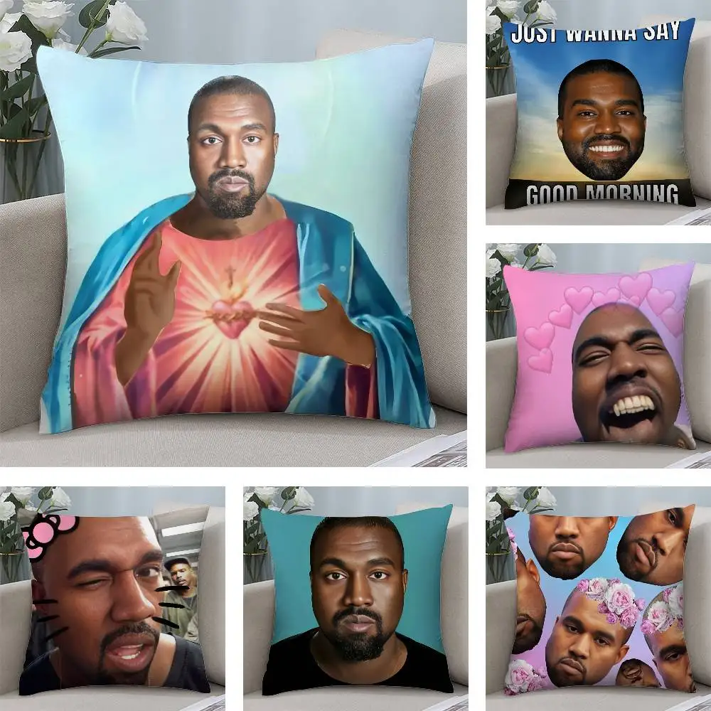 Lustiger K-Kanye West MemeS Kissenbezug, kurz, Plüsch, doppelseitiger Druck, quadratisch, Dekokissenbezüge, Sofa, Zuhause, Kissen-Dekoration Image