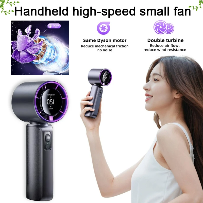 Handheld-Hochgeschwindigkeits-Kleinventilator, USB-Aufladung, Mini-Turbo, heftiger Ventilator, groß, wiederaufladbar, tragbar, geeignet für Heimwerker im Freien Image
