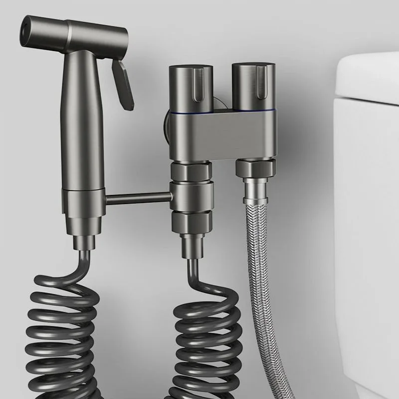Pulvérisateur de Bidet à main pour toilettes, Mini pulvérisateur de robinet de toilette, ensemble de Bidet Portable de douche, valve d'angle à double sortie