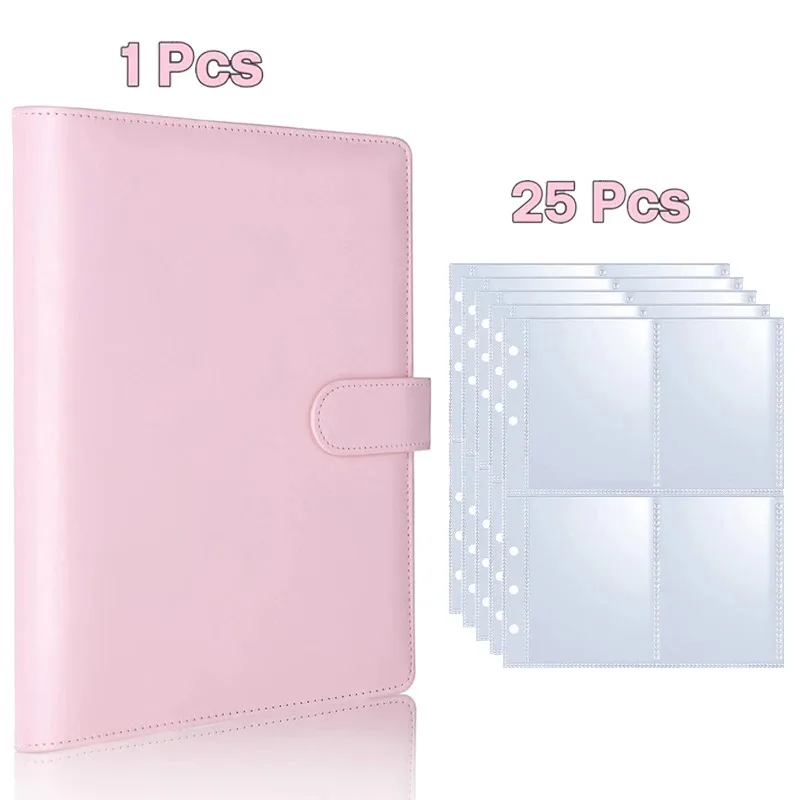 25 Stück Seiten (4 Gitter) Fotokarte A5-Binder Kpop Fotoalben Idolkarten Loseblatt Sammelbuchbinder Binder Fotokartenhalter Image