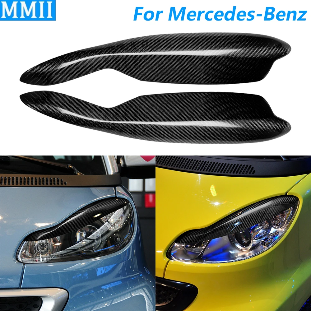 Per Mercedes-Benz Smart 451 2007-2014 Reale A Secco In Fibra di Carbonio Faro Anteriore Palpebra Sopracciglio Copertura Trim Accessori Auto Decorazione
