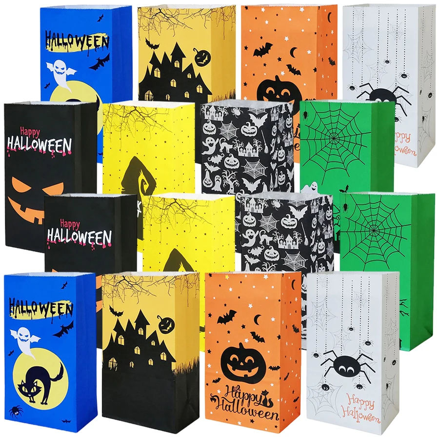 5/10 stücke Flache Halloween Kraft Papier Tasche Kürbis Fledermaus Stile Party Kleine Geschenk Lagerung Tasche Souvenir Goodie Taschen Party favor Liefert Image