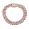 Hip Hop 6 Reihen CZ Stein Bling Iced Out 25 mm große schwere massive Raute kubanische Gliederkette Halskette für Männer Rapper Schmuck