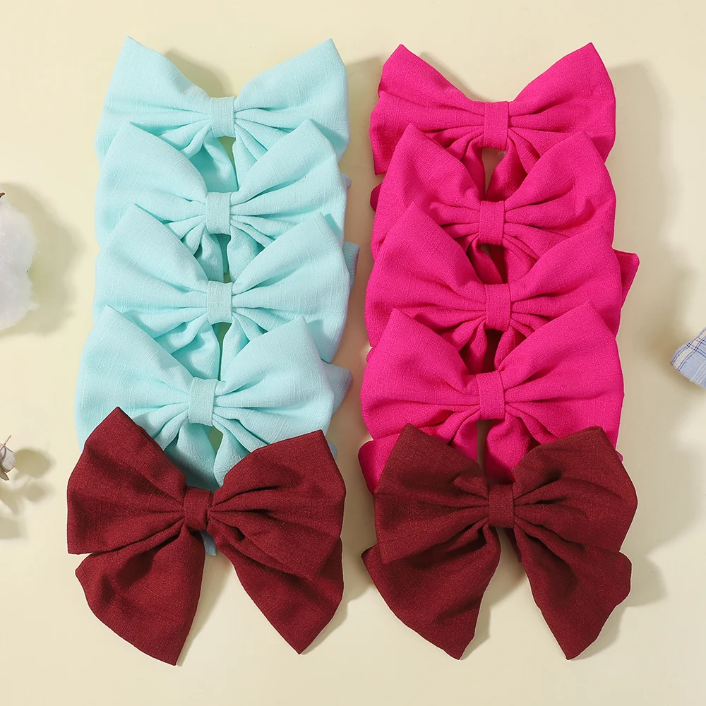 10 stücke Zufällige Farbe Baumwolle Clip Haar Bögen Für Mädchen Haarband Handgemachte Haarnadel Barrettes Headwear Kinder Haar Zubehör Image