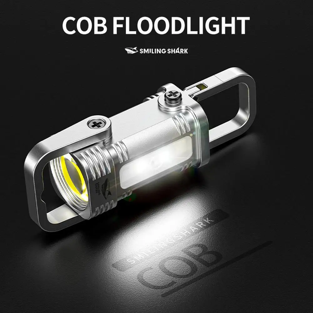 Wiederaufladbare COB-Taschenlampe mit Schlüsselanhänger, wasserdichte Taschenlampe für Camping, Notfall und Wandern, tragbare Schlüsselanhänger-Taschenlampe Image