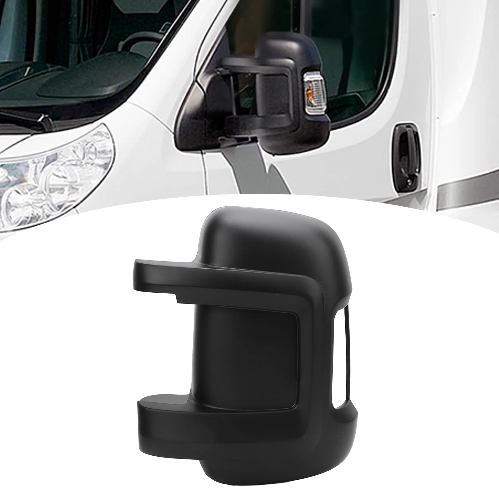 1 Stück vorne links/rechts Auto-Rückspiegel-Abdeckkappe, schützende hochfeste Seitenspiegel-Abdeckungsverkleidung für Fiat Ducato 250 ab 2006, Schwarz Image