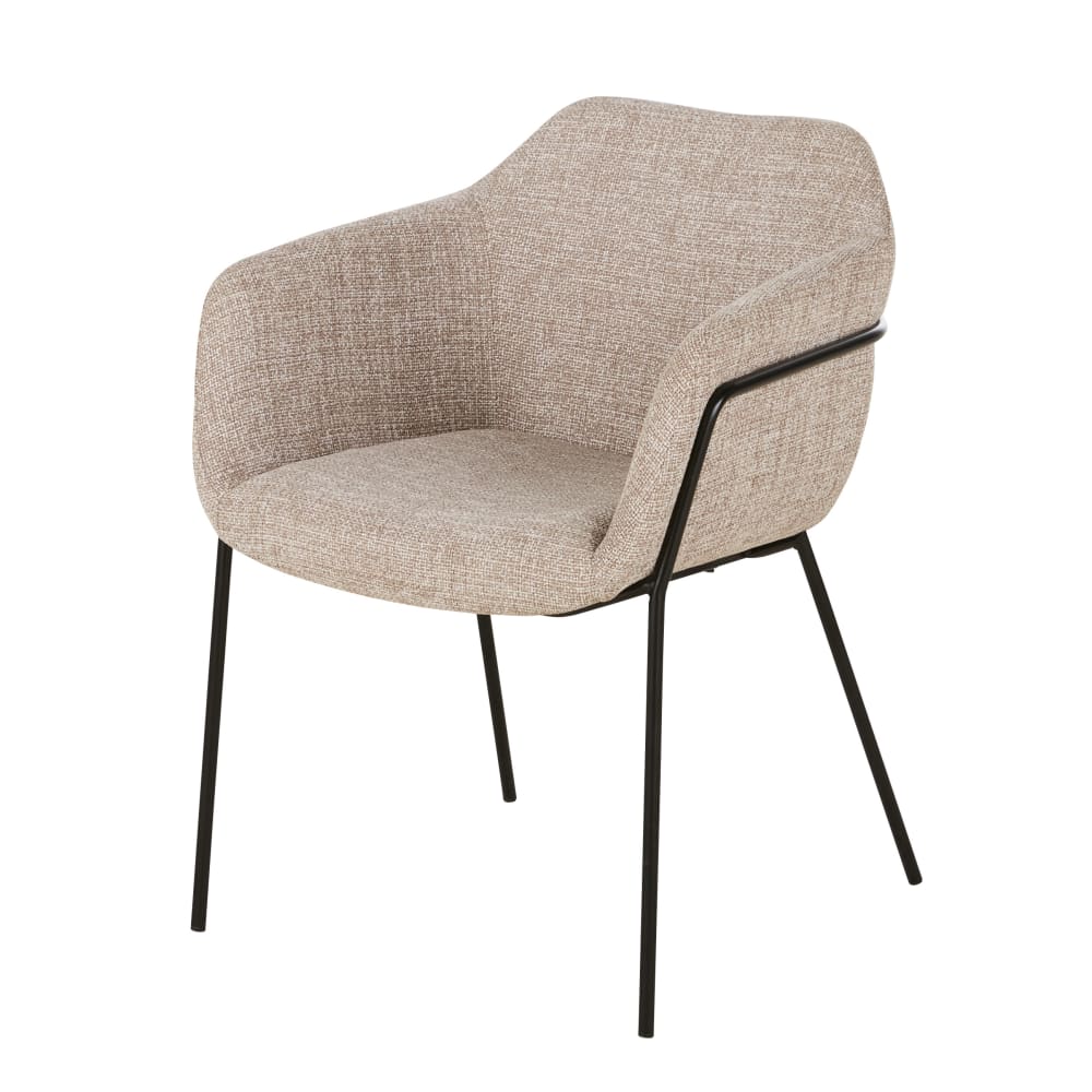 Chaise marron chiné et acier noir