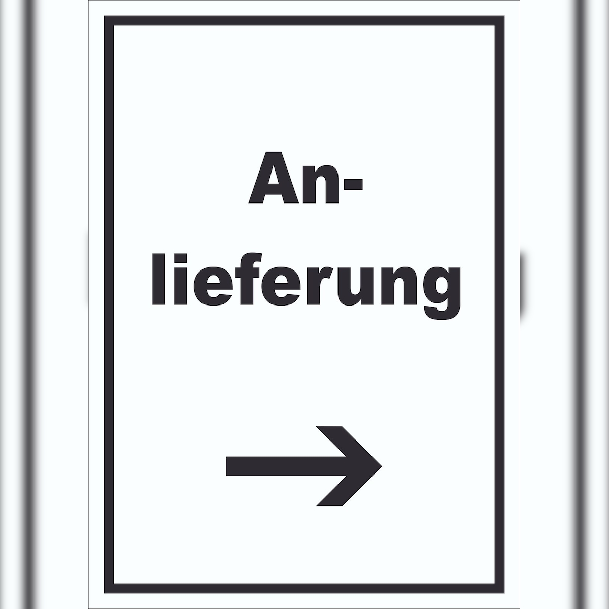 HB-Druck Anlieferung Schild mit Text und Richtungspfeil rechts Annahme hochkant A1 (594x841mm) Image
