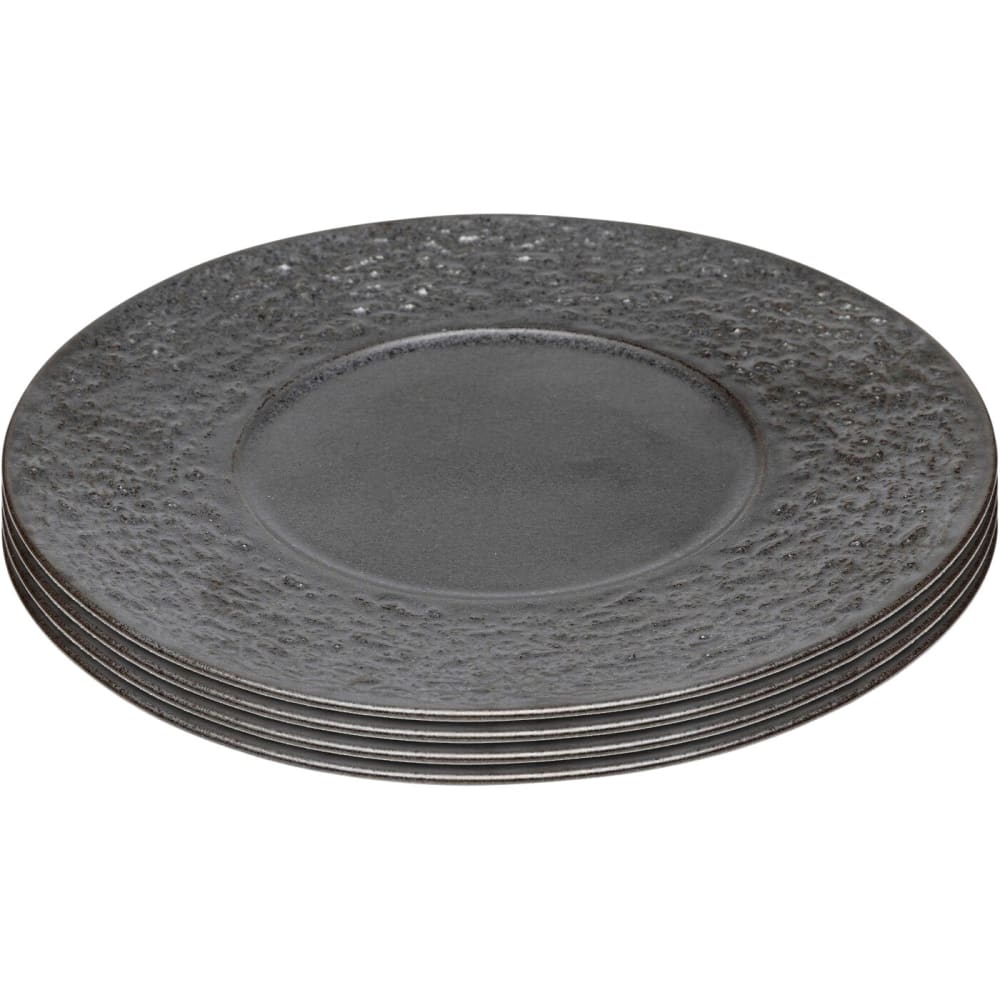 Assiette plate en grès noir D21 - Lot de 4