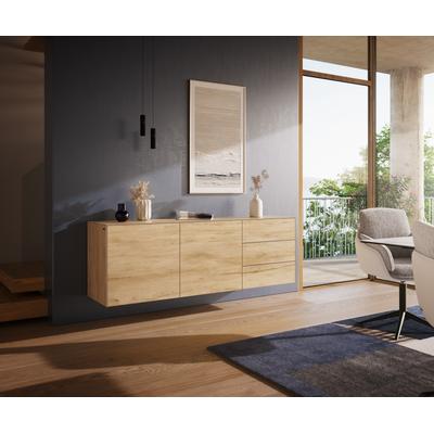DELIFE Sideboard Cuor 180 cm Keramik Laminam® Sabbia Eichefarbig 2 Türen 3 Schubfächer Schwebend, Sideboards Image